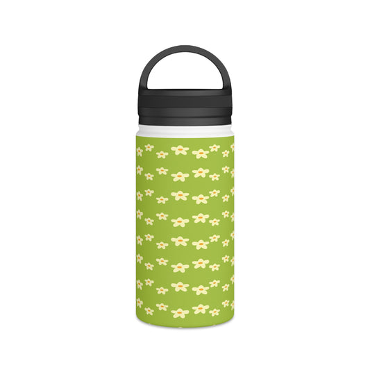 Back To School School Flowers Stainless Steel Water Bottle, Handle Lid