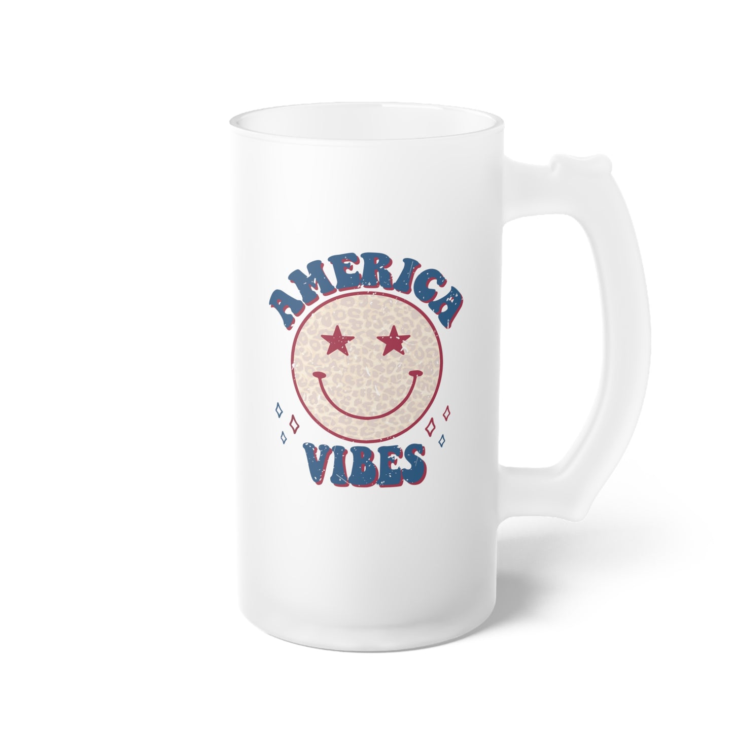 America Vibes Frosted Glass Beer Mug