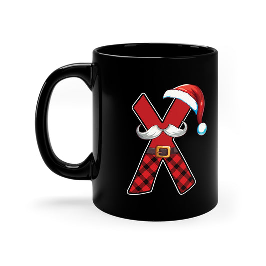 X Santa Initial 11oz Black Mug