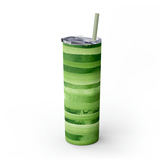 St Patricks Day Stripes Skinny Tumbler with Straw, 20oz
