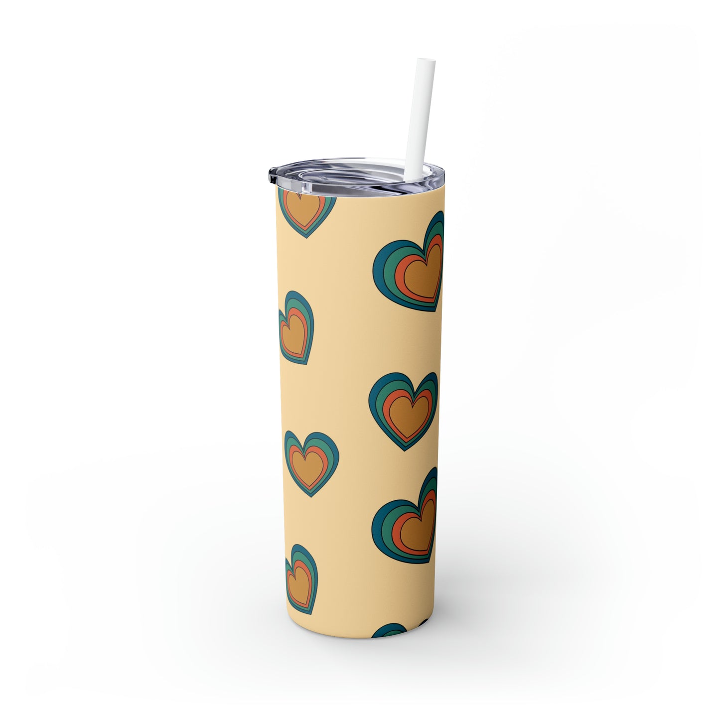 Valentine's Hearts Skinny Tumbler with Straw, 20oz