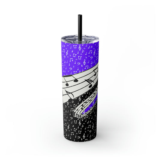 Musical Notes Skinny Tumbler with Straw, 20oz