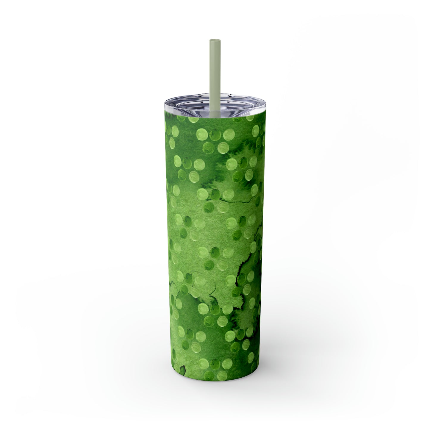 St Patricks Day Polka Dots Skinny Tumbler with Straw, 20oz