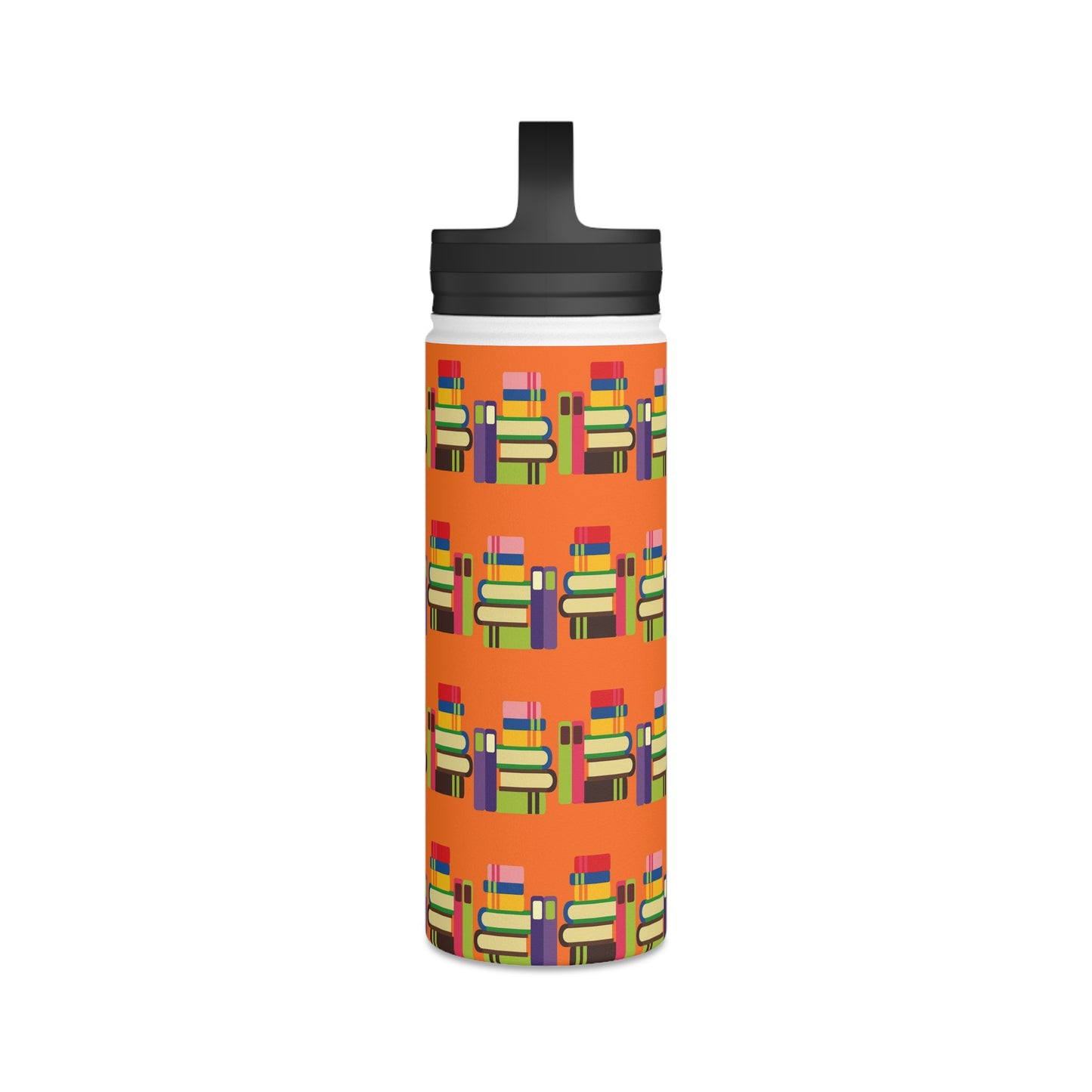 Back To School Books Stainless Steel Water Bottle, Handle Lid