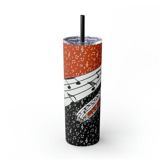 Musical Notes Skinny Tumbler with Straw, 20oz