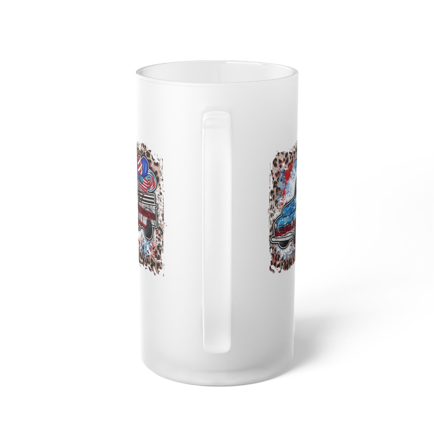 American Classic Cars Frosted Glass Beer Mug