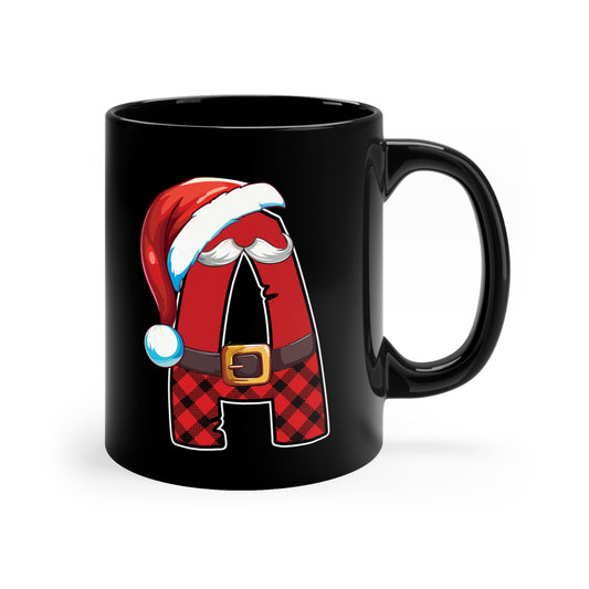 A Santa Initial 11oz Black Mug