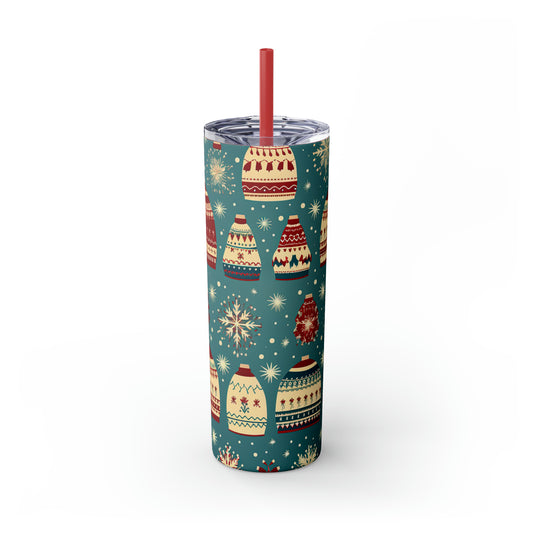 Ugly Christmas Sweater Skinny Tumbler with Straw, 20oz