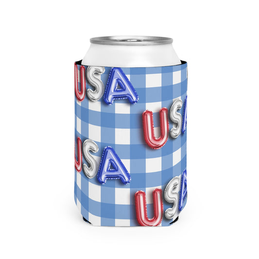American Flag Themed USA Balloons Can Cooler Sleeve
