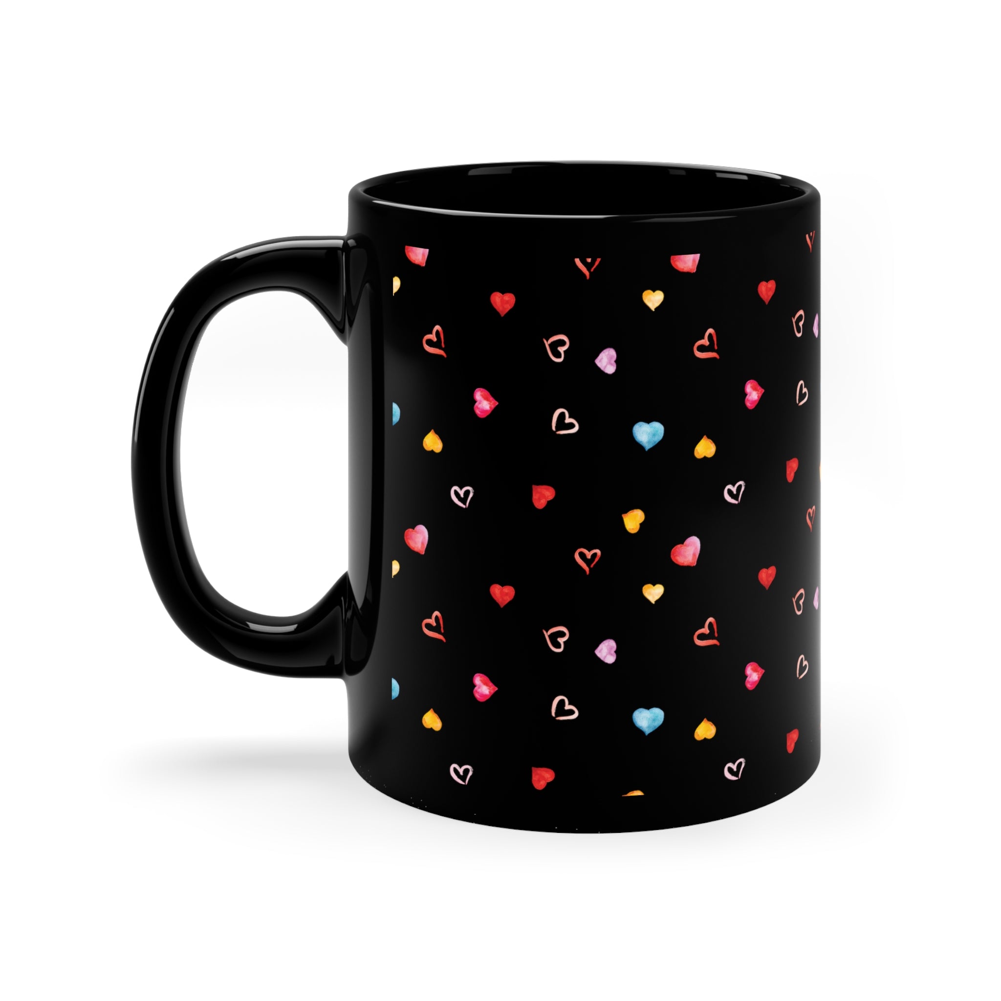 Valentine's Day Hearts 11oz Black Mug