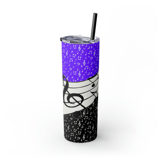 Musical Notes Skinny Tumbler with Straw, 20oz