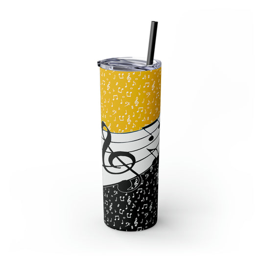 Musical Notes Skinny Tumbler with Straw, 20oz