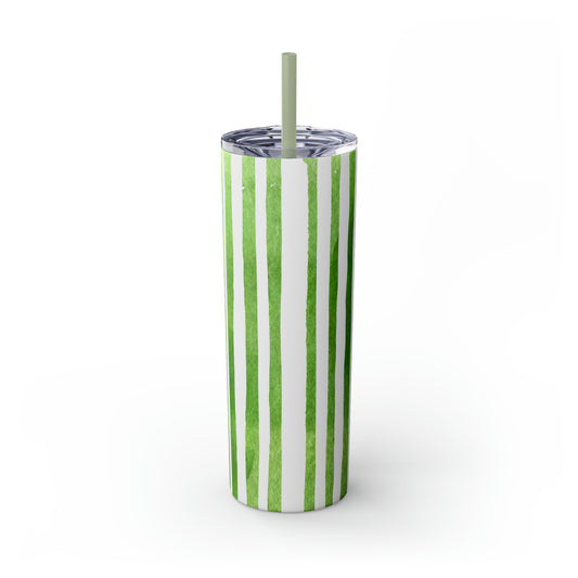 St Patricks Day Stripes Skinny Tumbler with Straw, 20oz