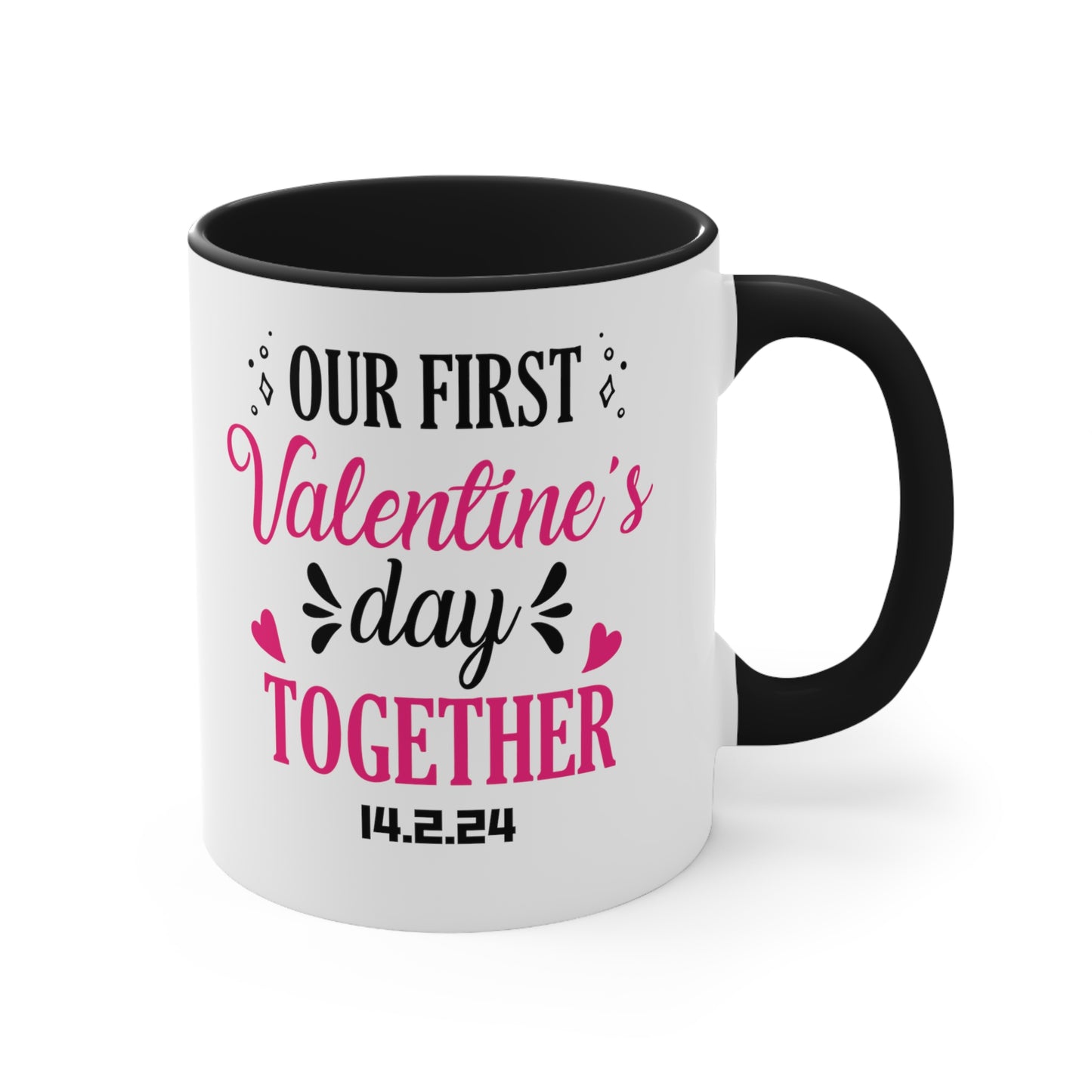 Our First Valentines Day Together 14.2.24 Accent Coffee Mug, 11oz