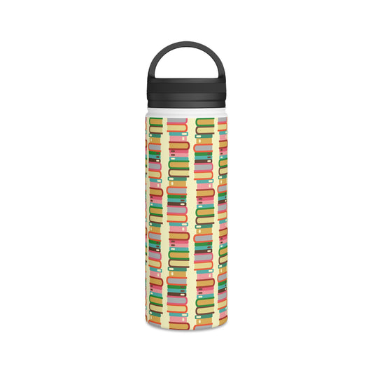 Back To School Books Stainless Steel Water Bottle, Handle Lid