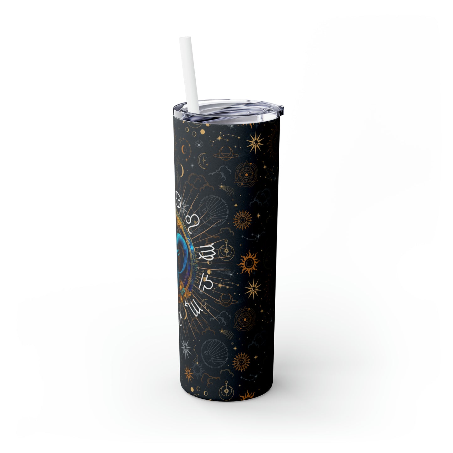 Capricorn Zodiac Skinny Tumbler with Straw Astrology Insulated Mug Bridesmaids Gift Bachelorette Party Favor Birthday Gift