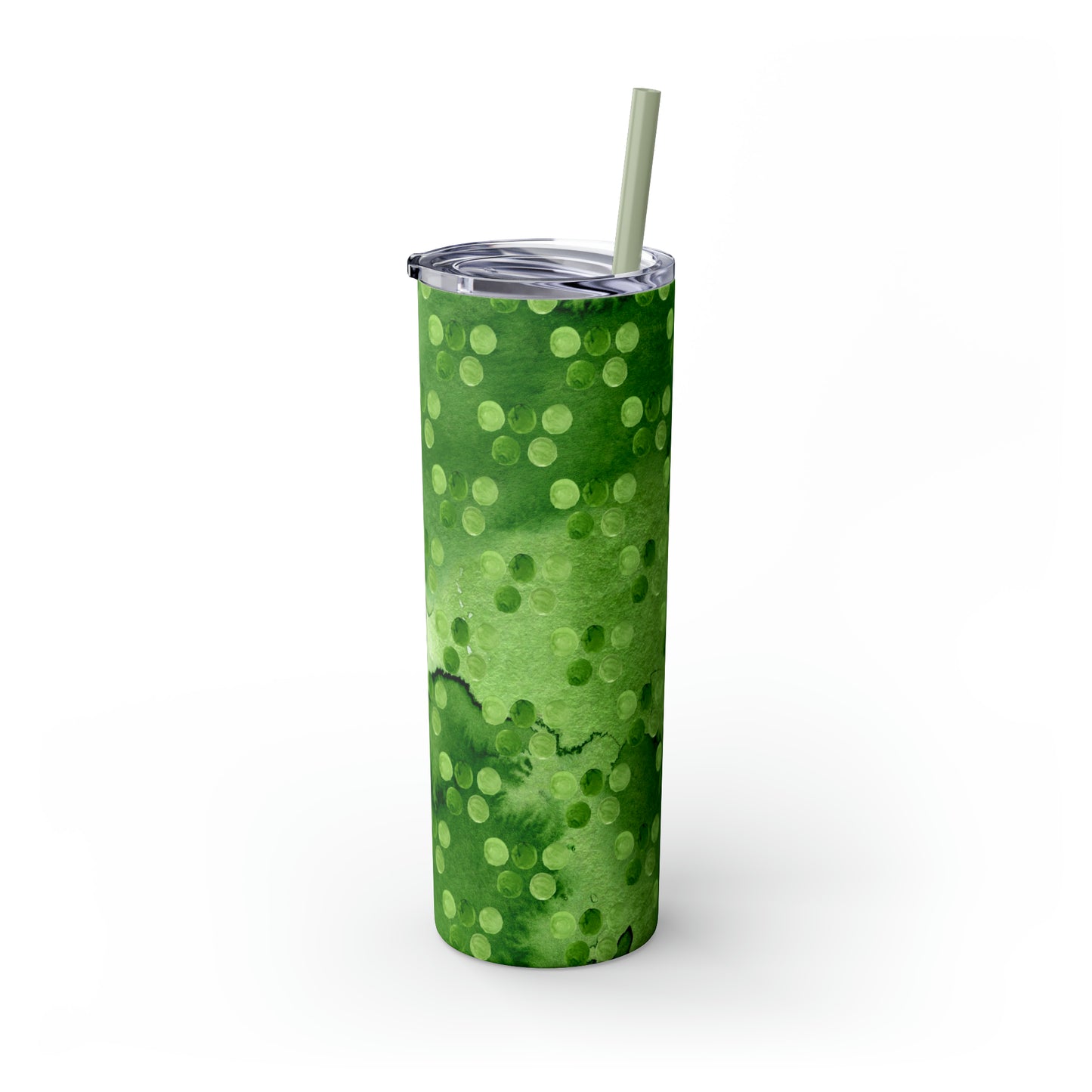 St Patricks Day Polka Dots Skinny Tumbler with Straw, 20oz