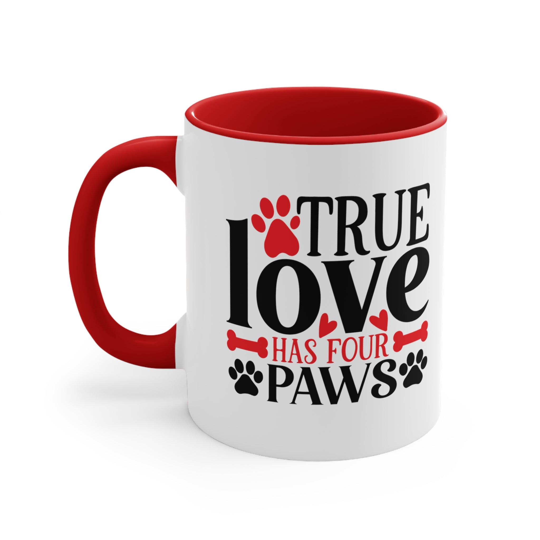 True Love Has Four Paws Valentines Day Accent Coffee Mug, 11oz