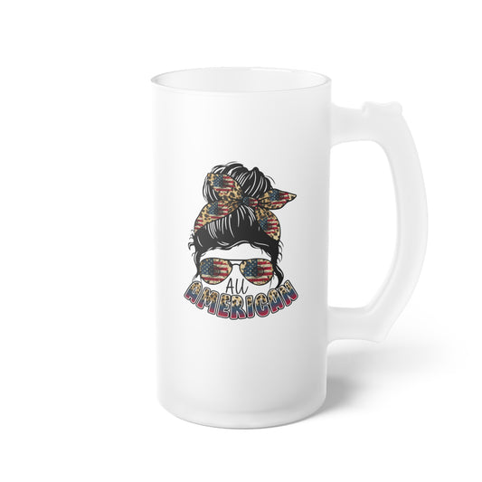 All American Girl Frosted Glass Beer Mug