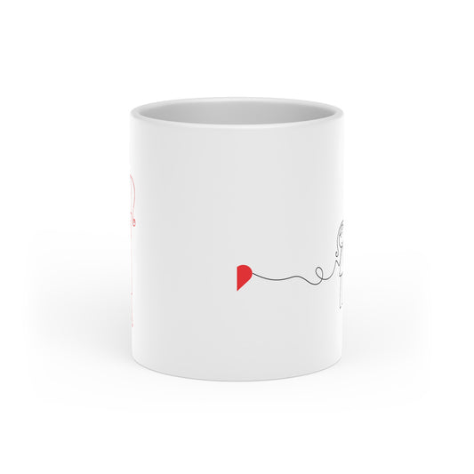 Girl Looking for Boy Heart Heart-Shaped Mug