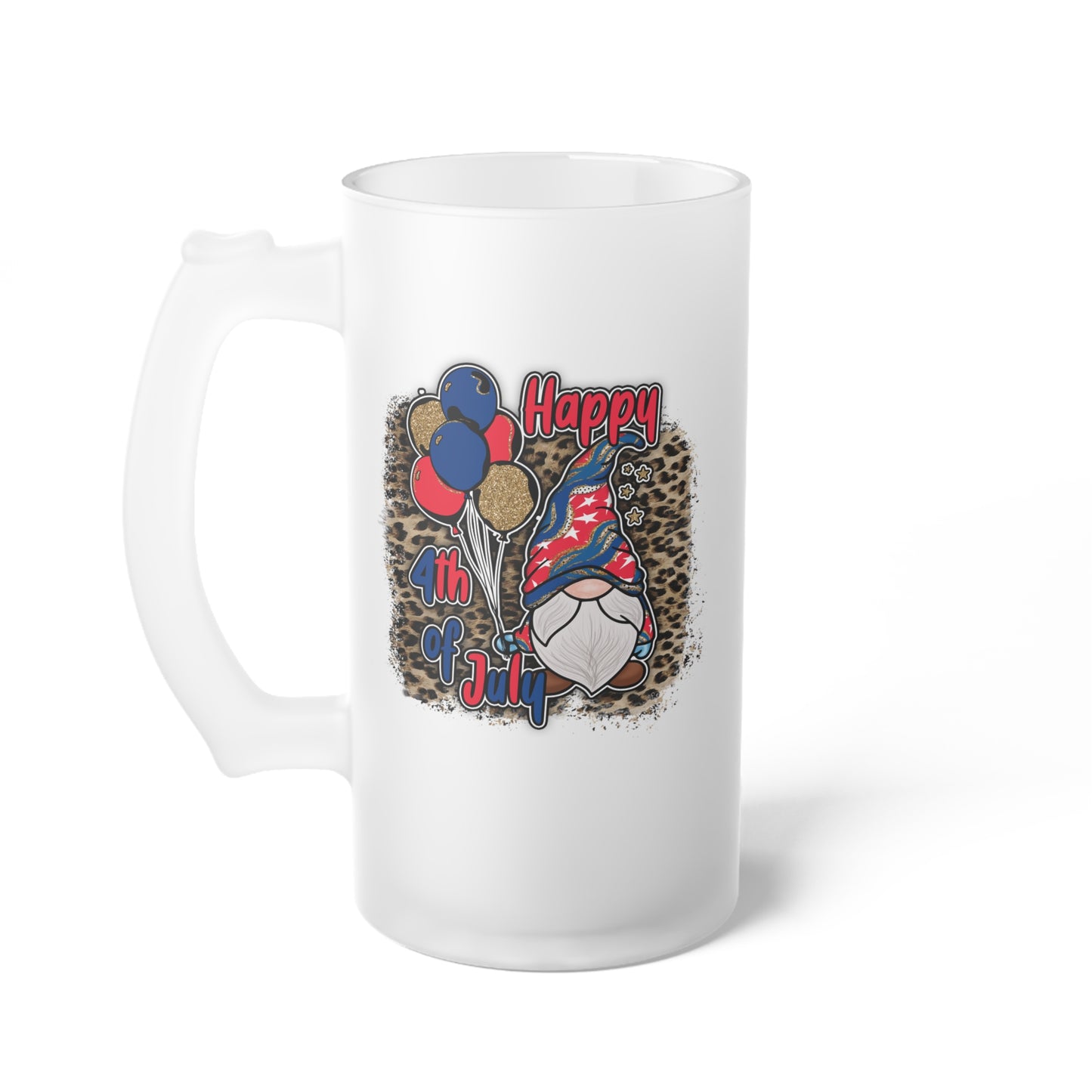 Happy 4th of July Frosted Glass Beer Mug