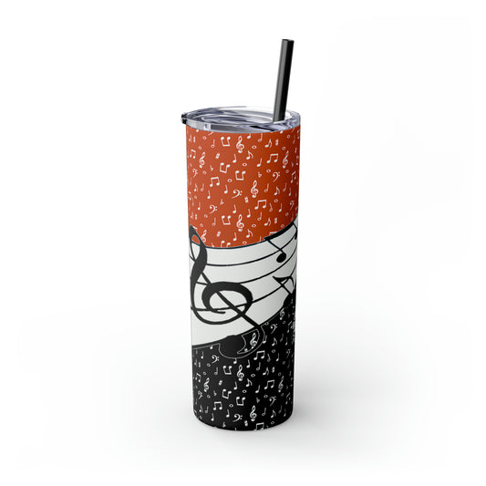 Musical Notes Skinny Tumbler with Straw, 20oz