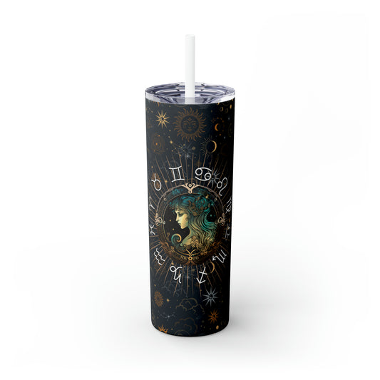 Virgo Zodiac Skinny Tumbler with Straw Astrology Insulated Mug Bridesmaids Gift Bachelorette Party Favor Birthday Gift