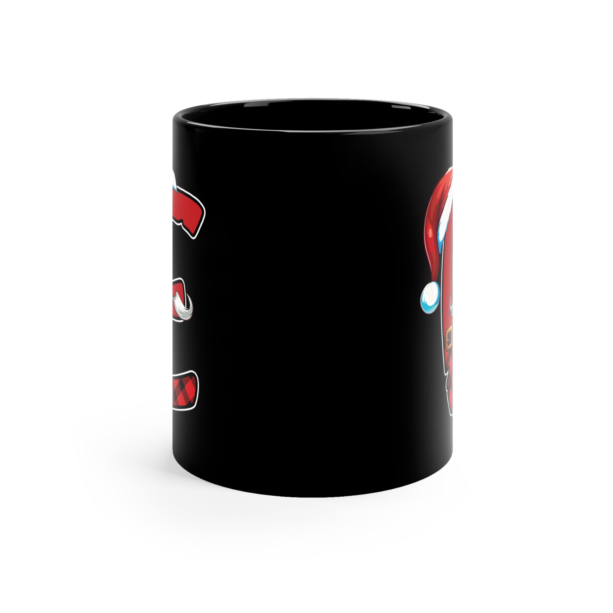 E Santa Initial 11oz Black Mug