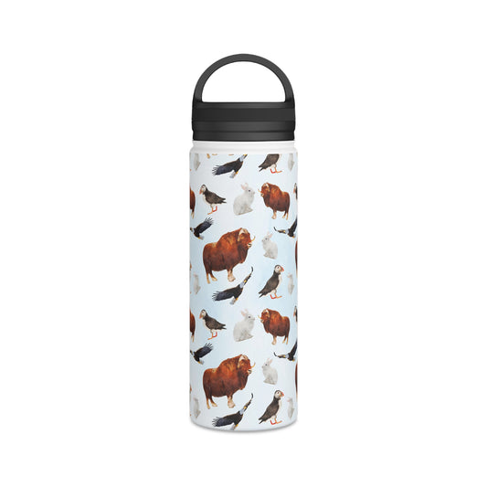 Back To School Animals Stainless Steel Water Bottle, Handle Lid