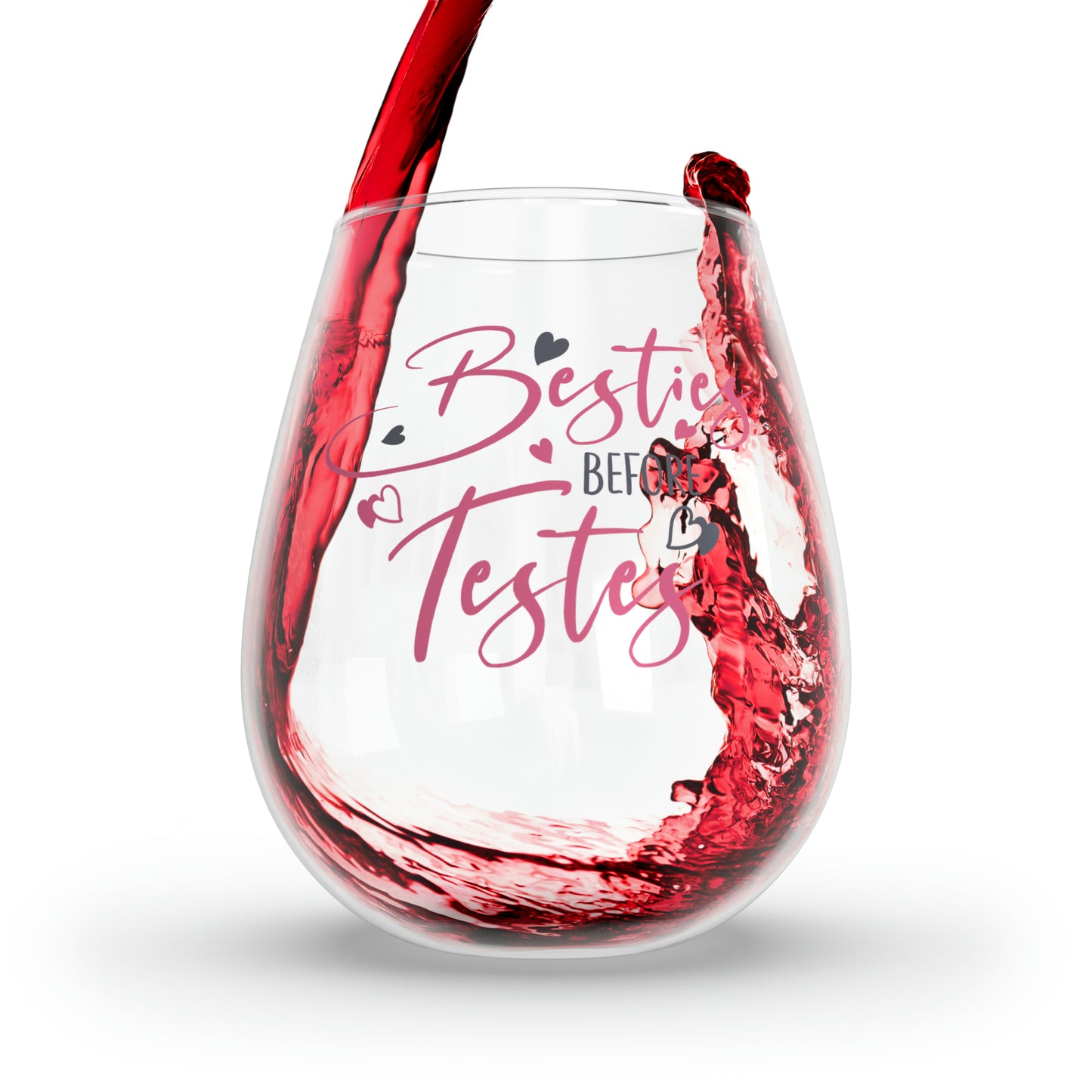 Besties Before Testies Stemless Wine Glass, 11.75oz