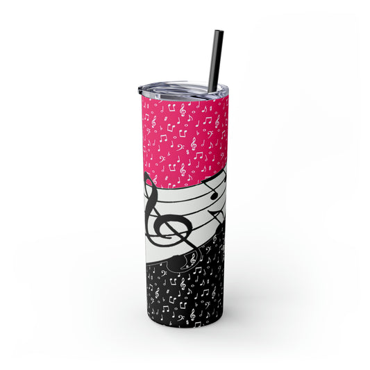 Musical Notes Skinny Tumbler with Straw, 20oz