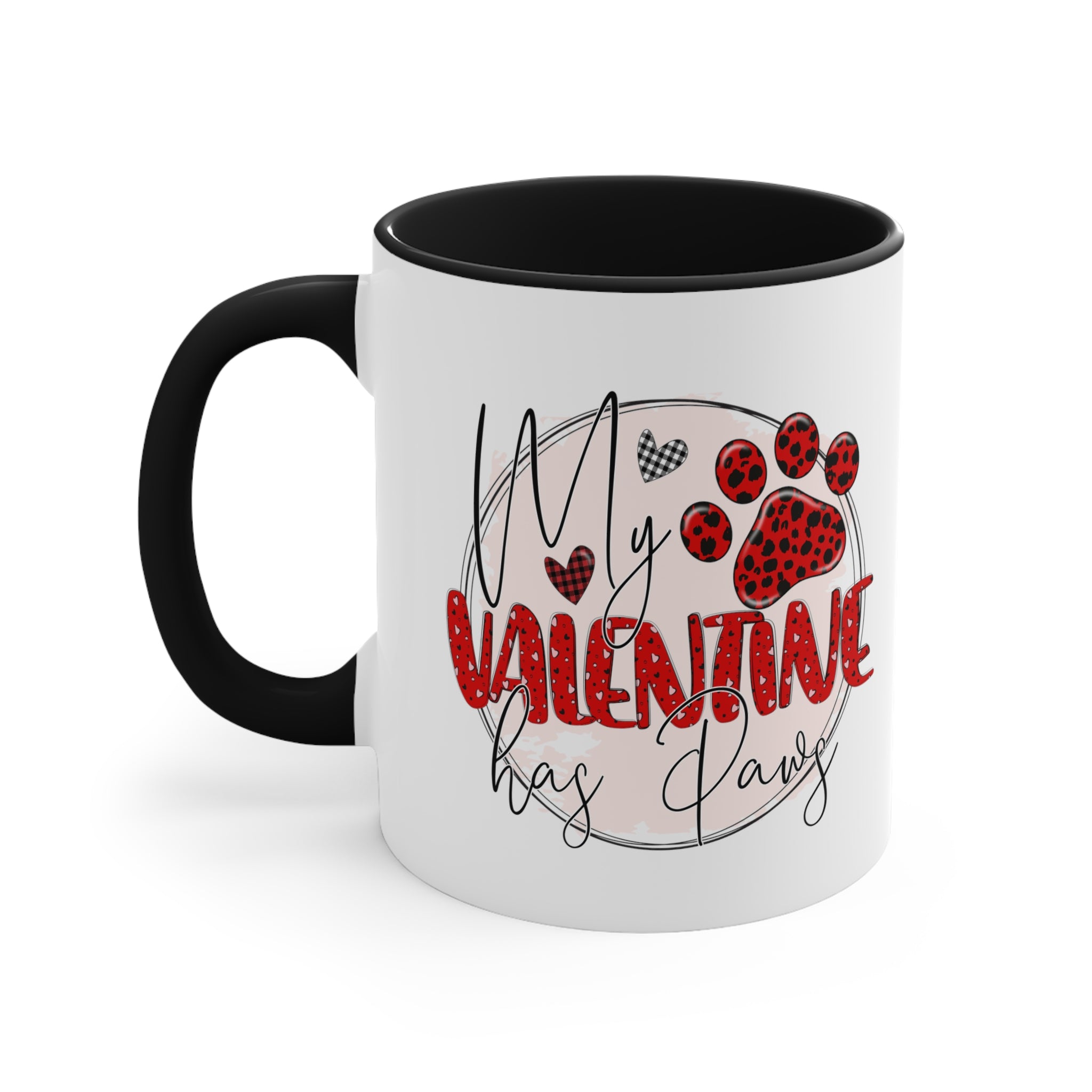 My Valentine Has Paws Accent Coffee Mug, 11oz