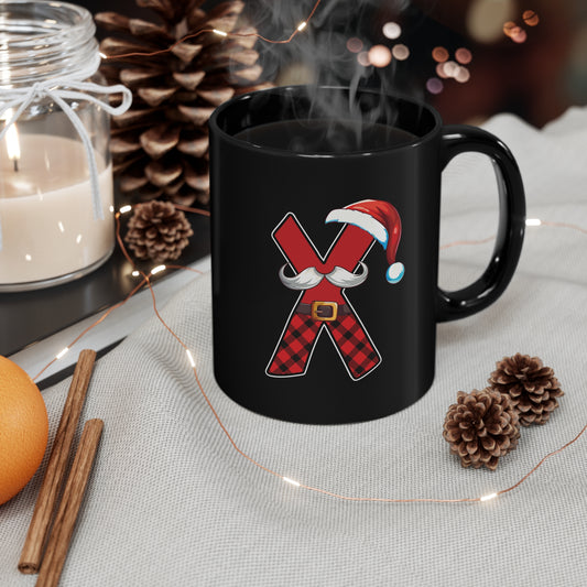 X Santa Initial 11oz Black Mug