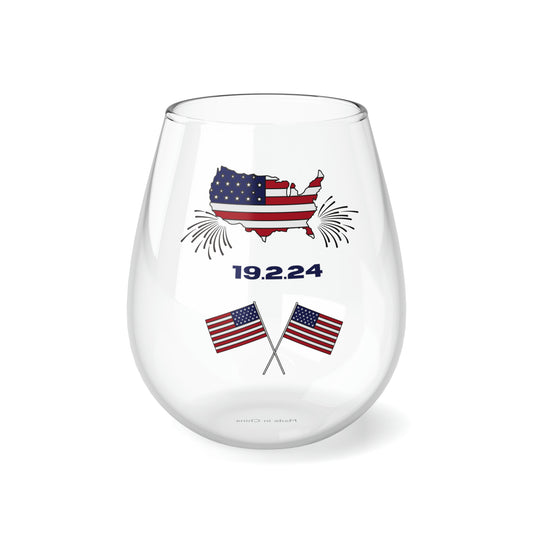 Happy President's Day 2024 Stemless Wine Glass, 11.75oz