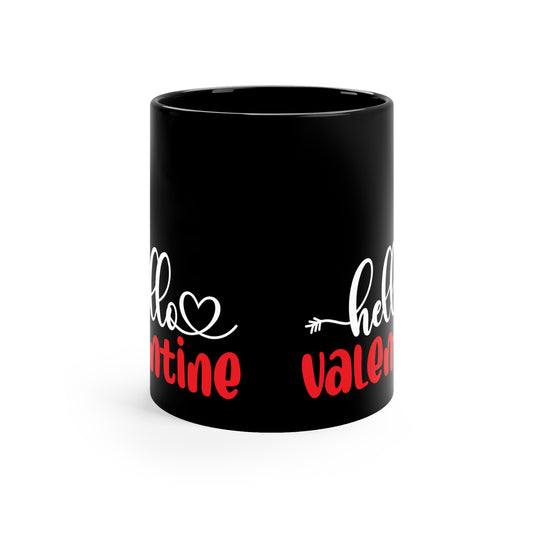 Hello Valentine 11oz Black Mug
