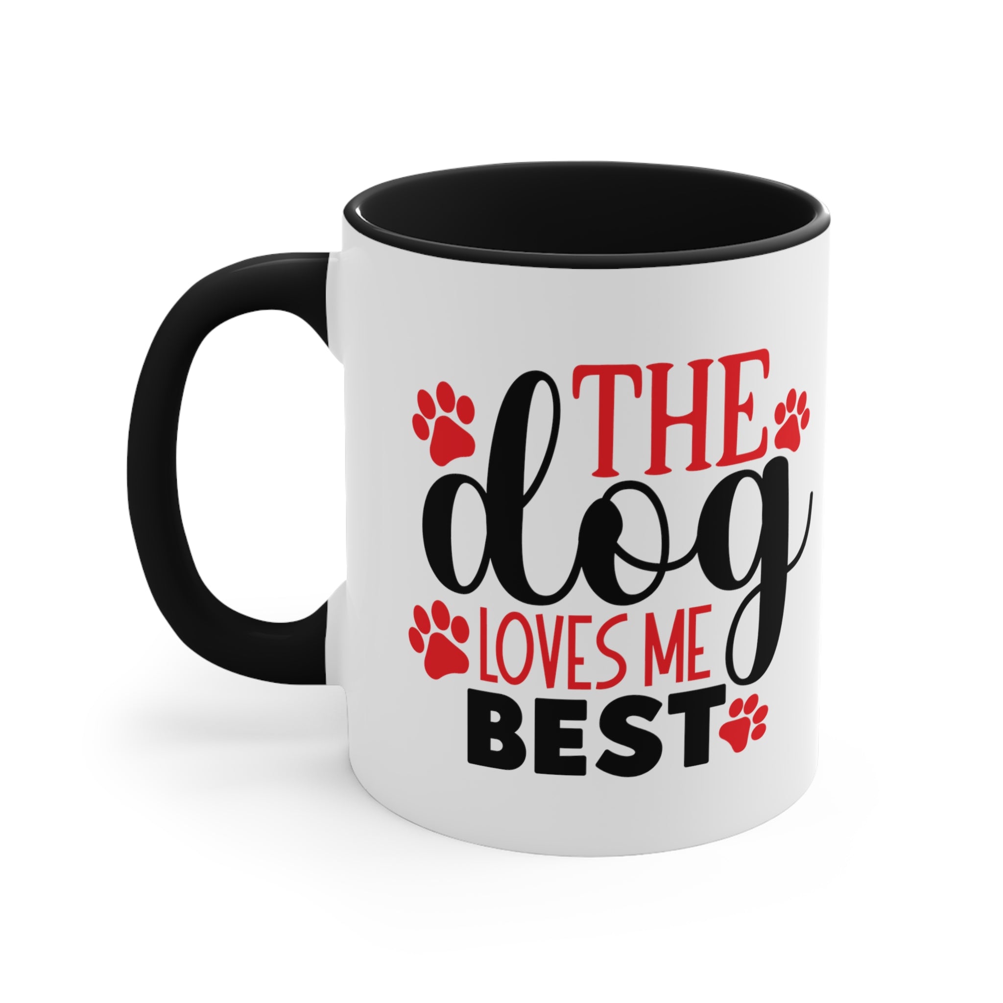 The Dog Love Me Best Valentines Day Accent Coffee Mug, 11oz