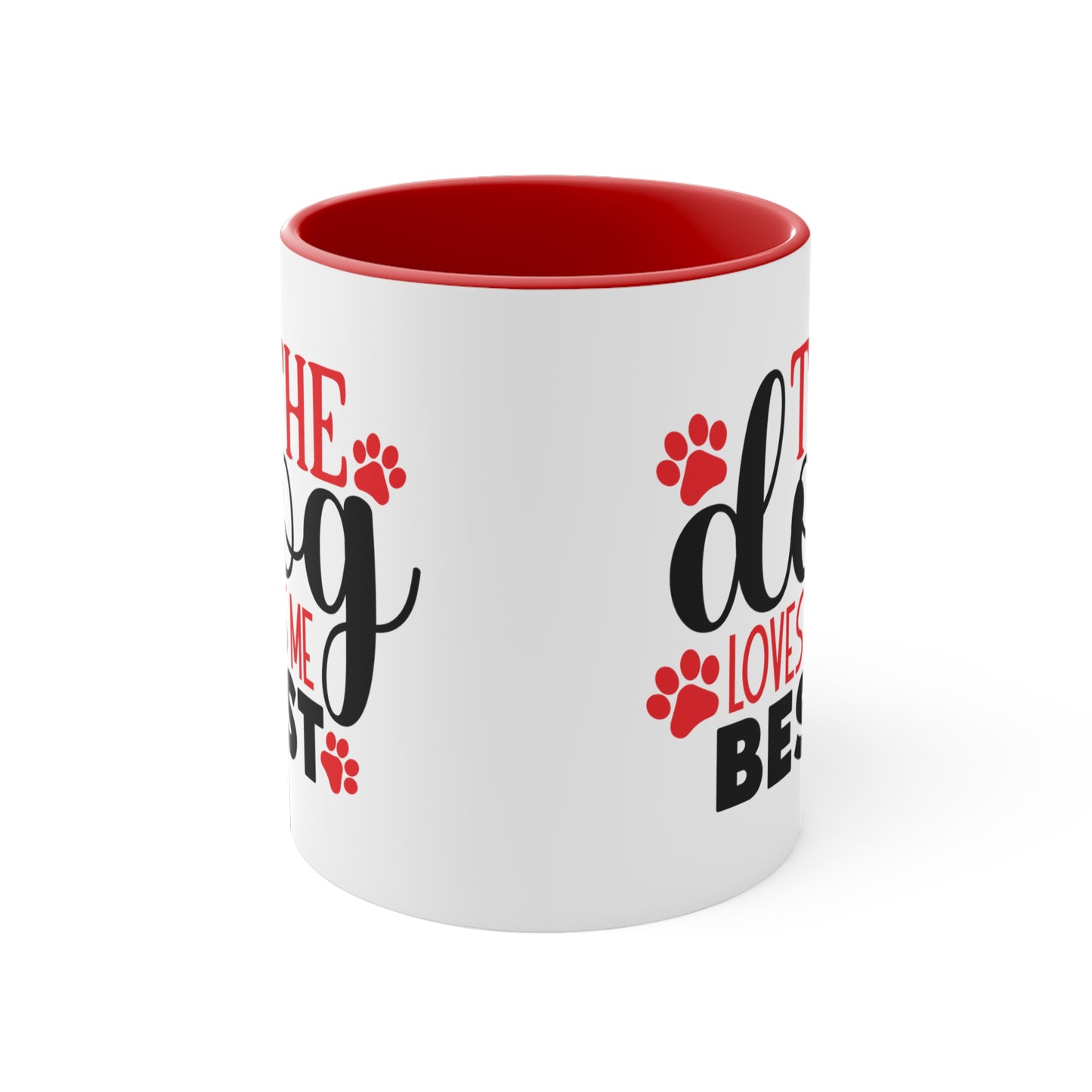 The Dog Love Me Best Valentines Day Accent Coffee Mug, 11oz