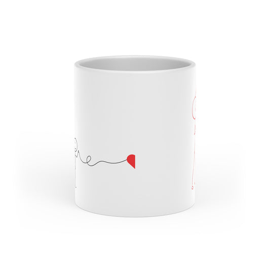 Boy Looking for Girl Heart Heart-Shaped Mug