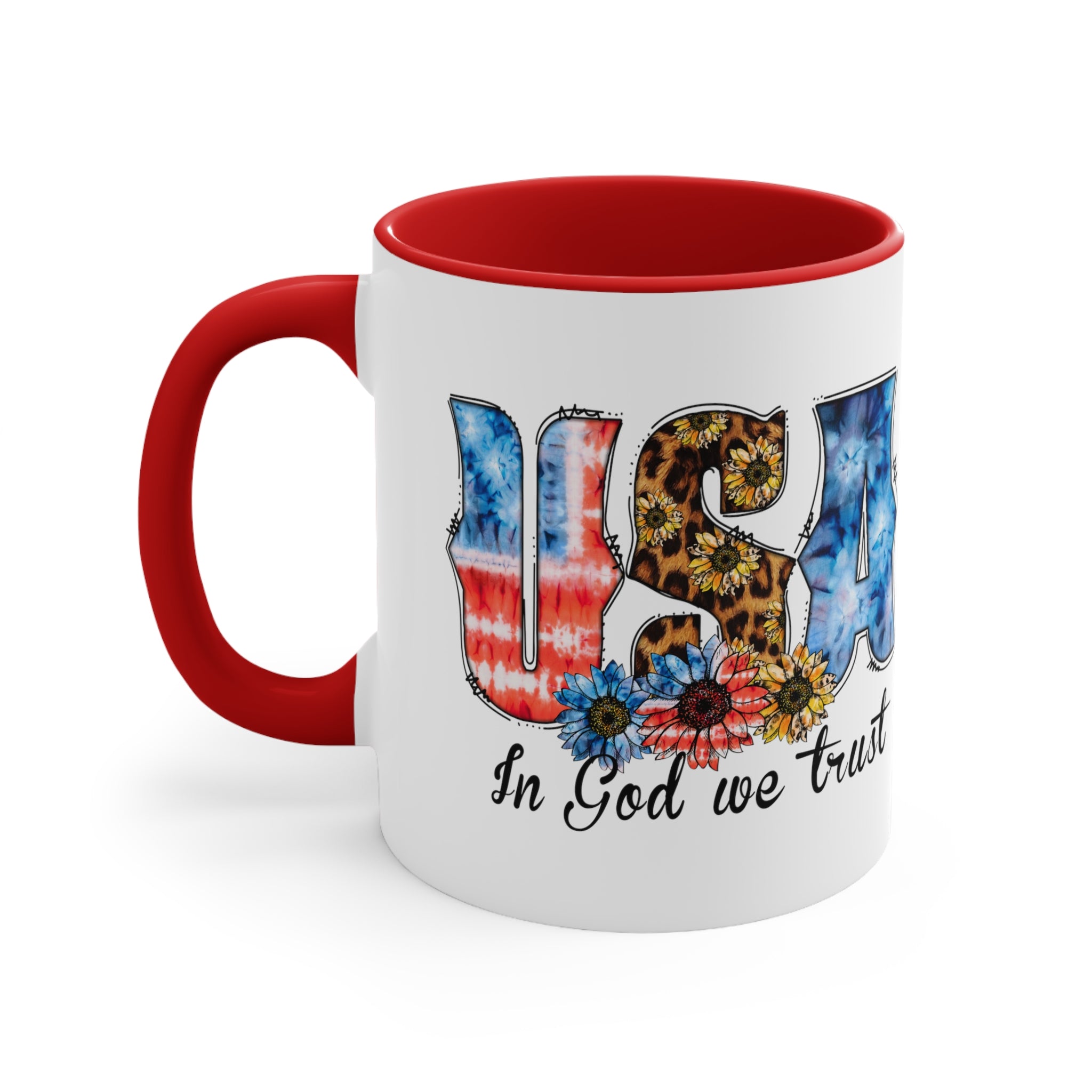 USA In God We Trust Accent Coffee Mug, 11oz