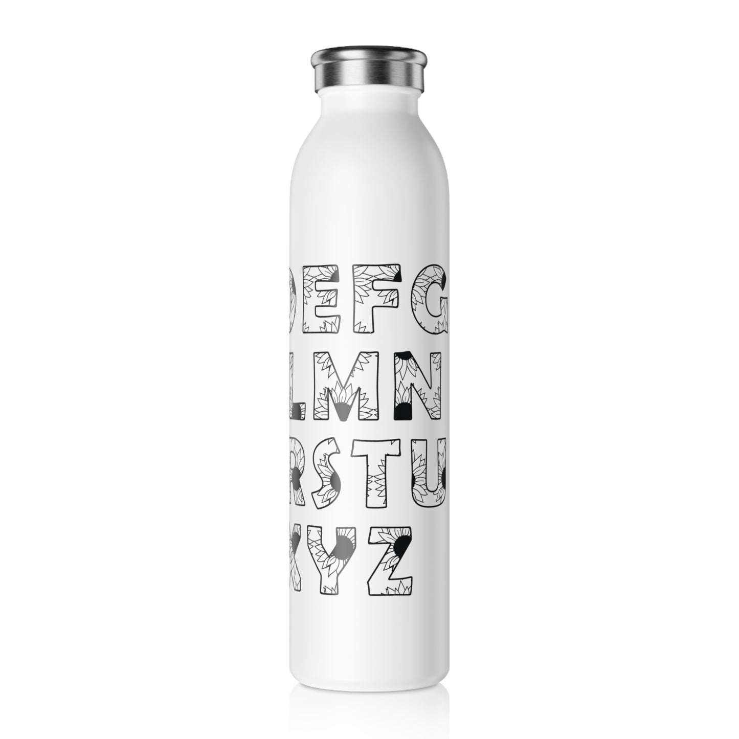 Alphabet Letters Slim Water Bottle