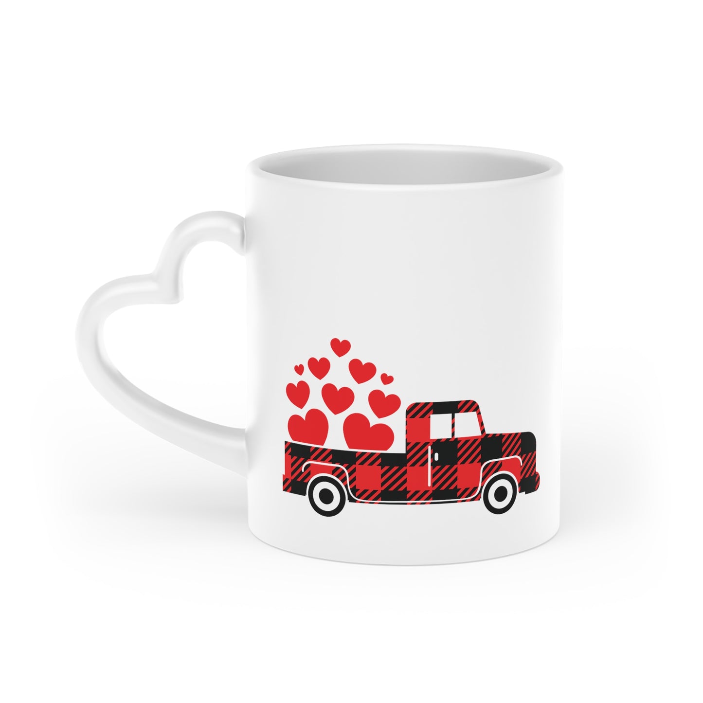 Valentine Truck with Hearts Heart-Shaped Mug