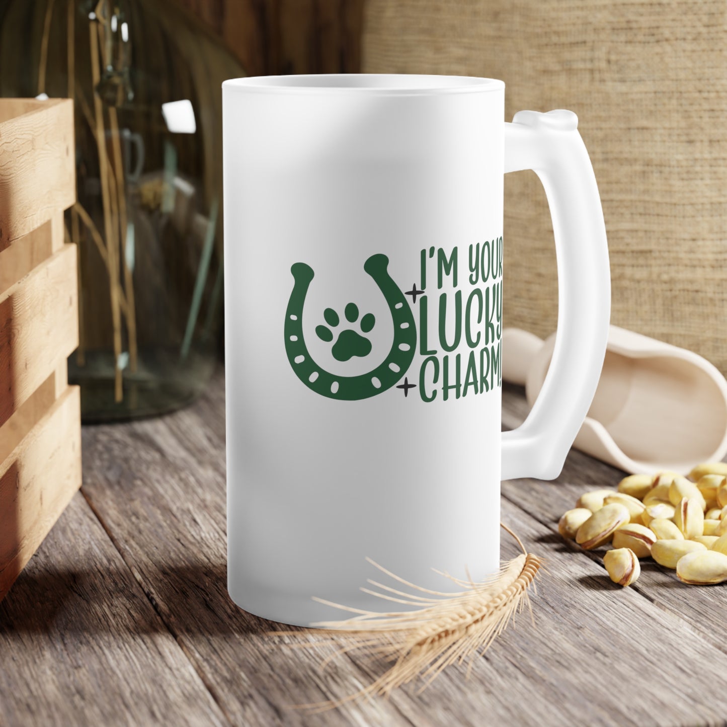 I'm Your Lucky Charm Frosted Glass Beer Mug