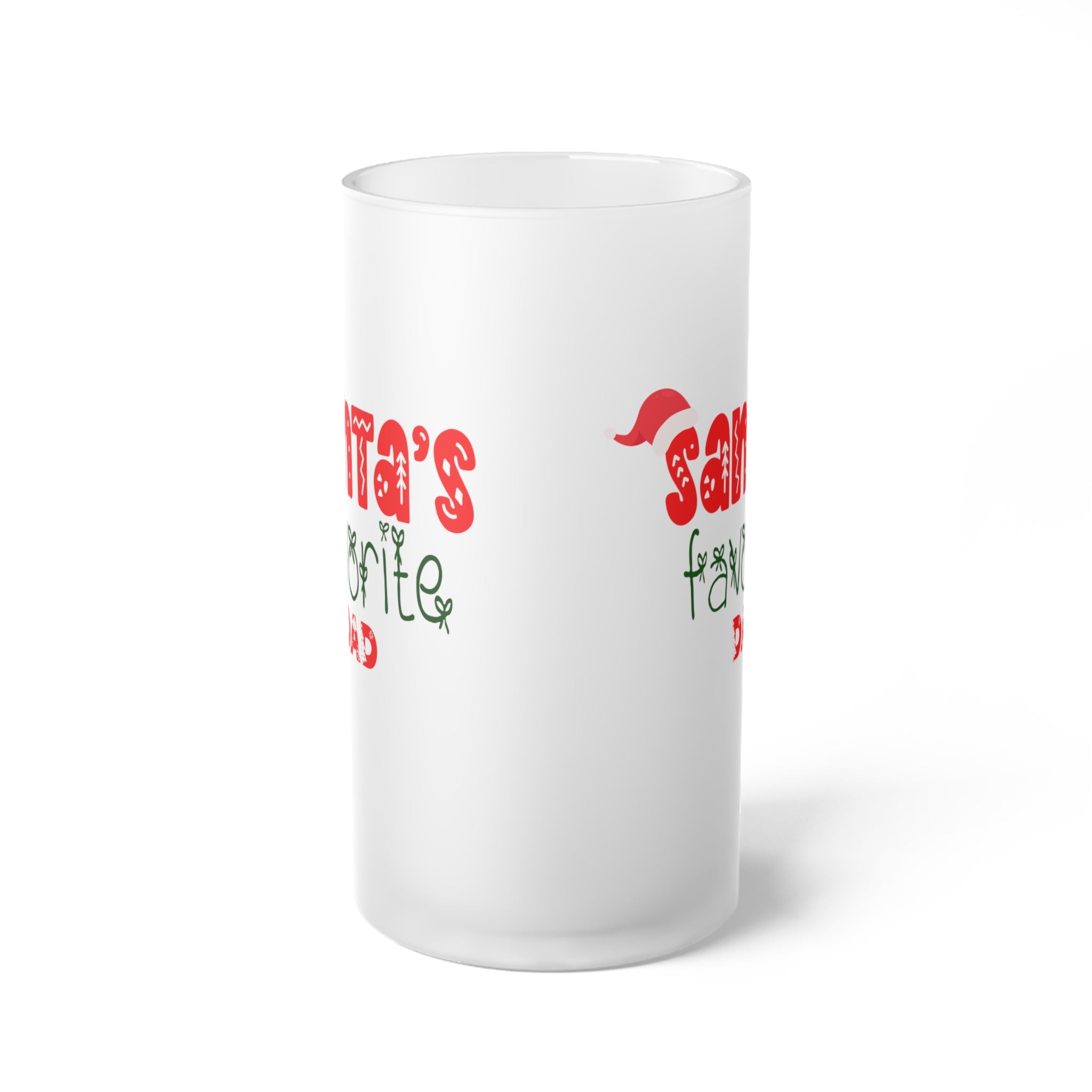 Santa's Favorite Dad Frosted Glass Beer Mug
