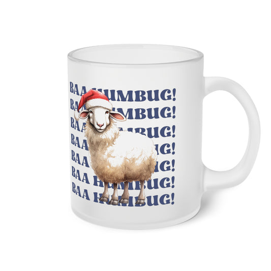 Frosted Glass Mug, Cute Christmas Mug, Sheep Themed Holiday Mug, Frosted Mug, Cute Coffee Mug, Holiday Coffee Mug, Frosted Holiday Coffee Mug