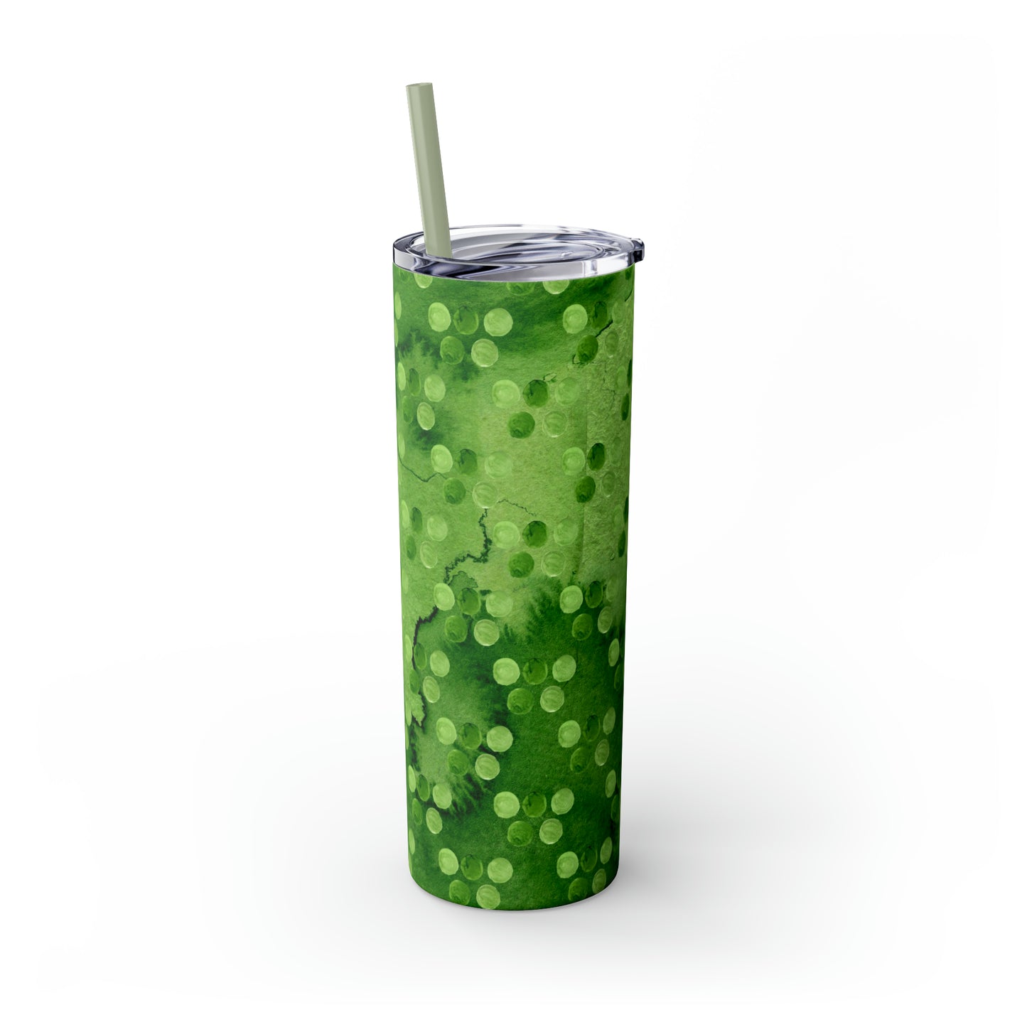 St Patricks Day Polka Dots Skinny Tumbler with Straw, 20oz