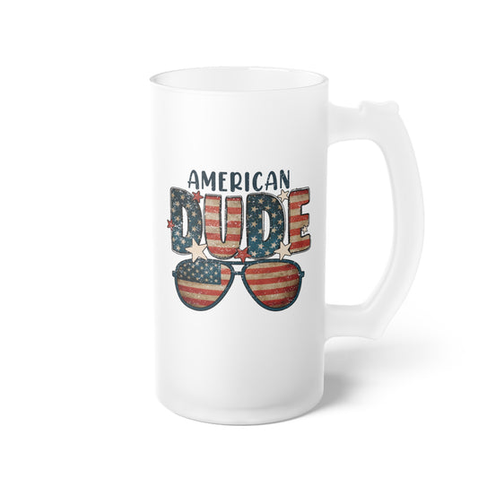 American Dude Frosted Glass Beer Mug