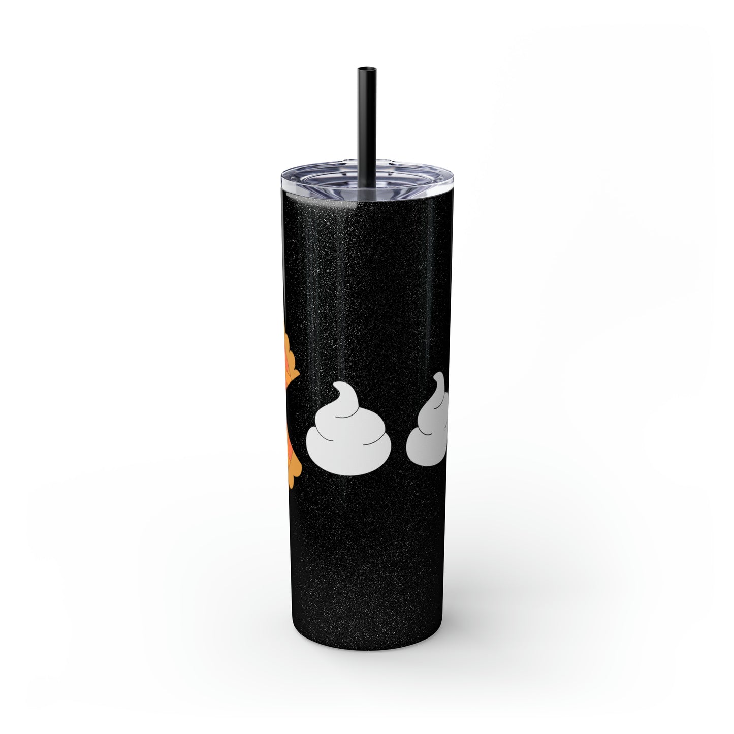 Pumpkin Pie & Whipped Cream (Pacman Themed) Thanksgiving Skinny Tumbler with Straw, 20oz