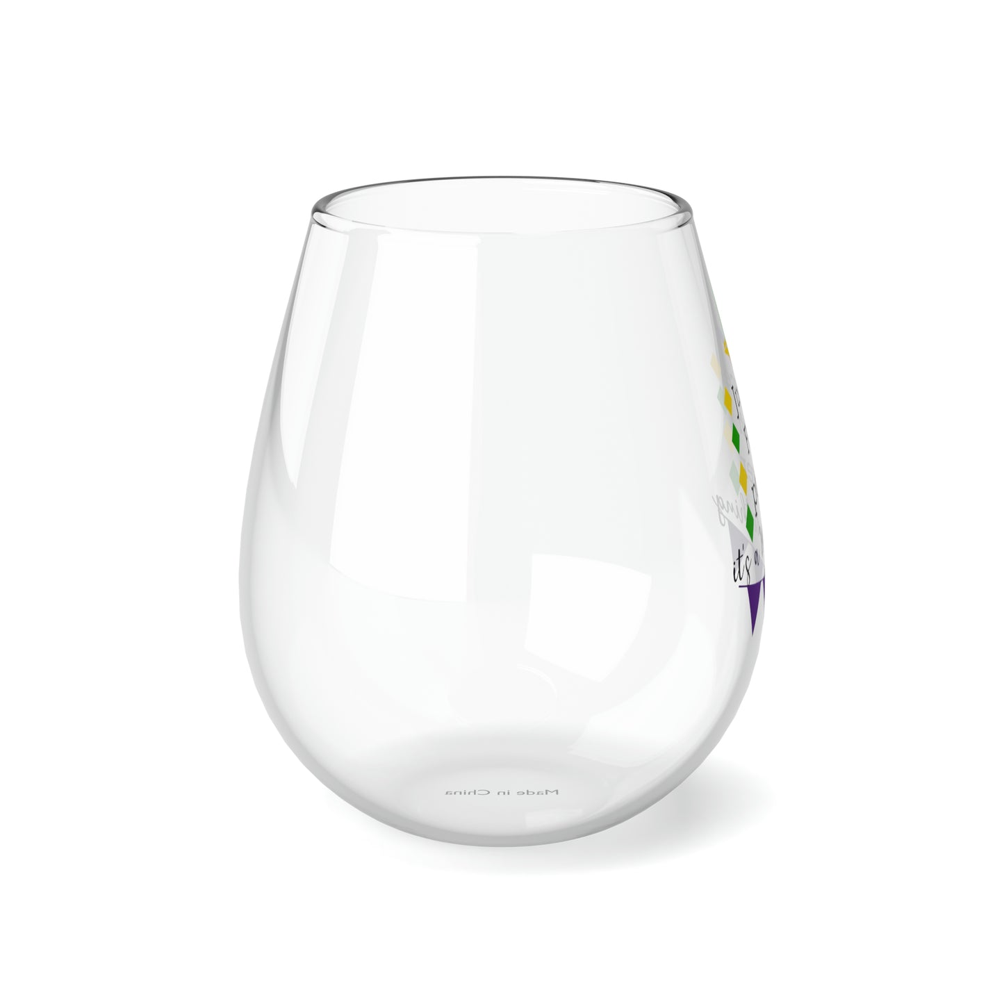 Justice Faith Power It's A Mardi Gras Thing Stemless Wine Glass, 11.75oz