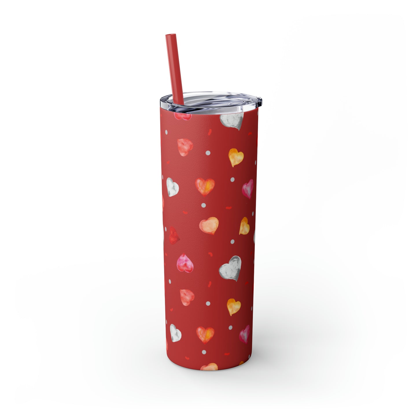 Valentine's Hearts Skinny Tumbler with Straw, 20oz