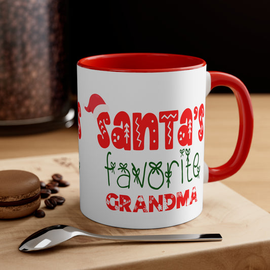 Santa's Favorite Grandma Accent Coffee Mug, 11oz
